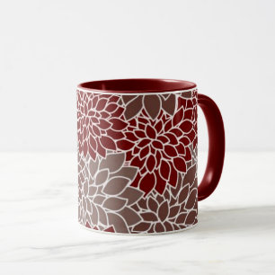 Red and silver dahlias tasse