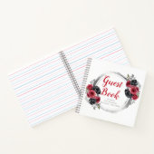Red and Silver Elegant Flowers Birthday Guest Book Notizblock (Innenseite)