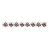 Red and Silver Elegant Flowers  Satinband (Vorderseite)