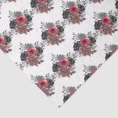 Red and Silver Elegant Flowers Seidenpapier (Detail)