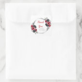Red and Silver Elegant Flowers Sweet Sixteen Quadratischer Aufkleber (Tasche)