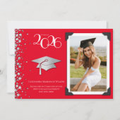 Red and Silver Graduation Announcement Photo Einladung (Vorderseite)