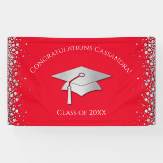 Red and Silver Graduation Banner