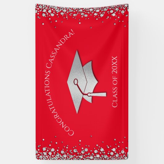 Red and Silver Graduation Banner (Vertikal)