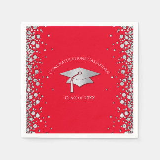 Red and Silver Graduation Serviette