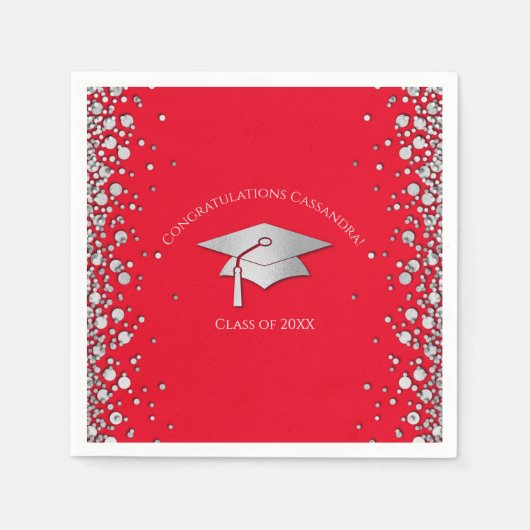 Red and Silver Graduation Serviette (Vorderseite)