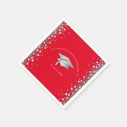 Red and Silver Graduation Serviette (Ecke)