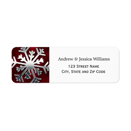 Red and Silver Snowflake Address Labels (Vorne)