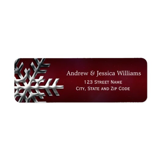 Red and Silver Snowflake Address Labels (Vorne)