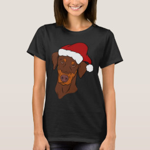 Red and Tan Doberman frohe Weihnachten T-Shirt