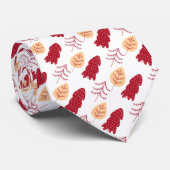 Red and Tan Modern Folk Art Weihnachtsbäume Krawatte (Gerollt)
