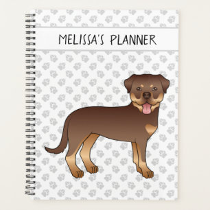 Red and Tan Rottweiler Niedlich Cartoon Dog and Te Planer