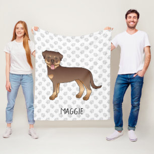 Red and Tan Rottweiler Niedlich Cartoon Hund und N Fleecedecke