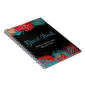 Red and Teal Blue Alcohol Ink Birthday Guest Book Notizblock (Rechte Seite)