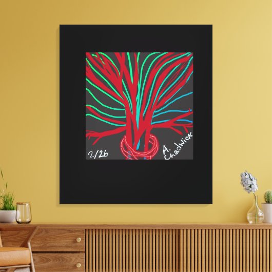 Red and Teal Green Tree  Leinwanddruck (Insitu (Wohnzimmer))