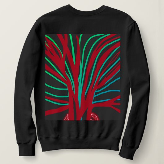 Red and Teal Green Tree Sweatshirt (Design Rückseite)