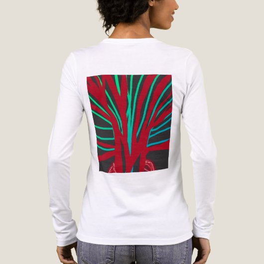 Red and Teal Green Tree Tri-Blend Shirt (Rückseite)