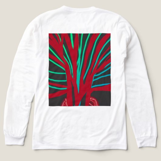 Red and Teal Green Tree Tri-Blend Shirt (Design Rückseite)
