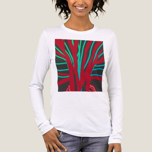 Red and Teal Green Tree Tri-Blend Shirt (Vorderseite)
