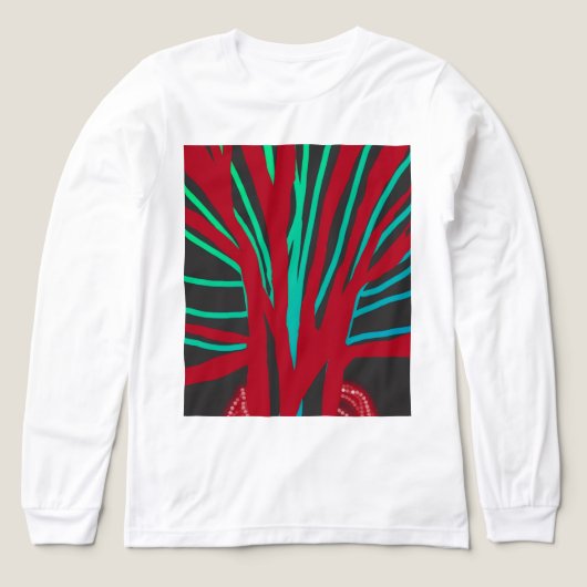 Red and Teal Green Tree Tri-Blend Shirt (Design Vorderseite)