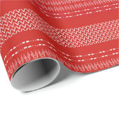 Red And White African Pattern Wrapping Paper Geschenkpapier (Rolleneckpunkt)
