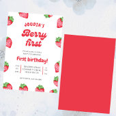 Red and White Berry Cute Watercolor 1st Birthday Einladung