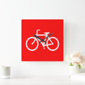 Red and White Bike Quadratische Wanduhr (Zuhause)