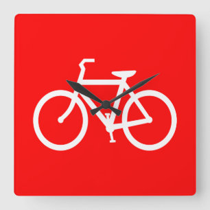 Red and White Bike Quadratische Wanduhr