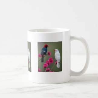 ​Red and White Birds on Pink Floral Branch Mug Kaffeetasse