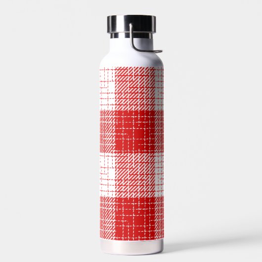 Red and White Bold Checkered Plaid Design  Trinkflasche (Links)