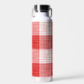 Red and White Bold Checkered Plaid Design  Trinkflasche (Vorne)