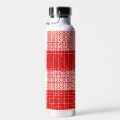 Red and White Bold Checkered Plaid Design  Trinkflasche (Rechts)