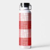 Red and White Bold Checkered Plaid Design  Trinkflasche (Rückseite)