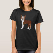 Red and White Boston Terrier Dog Illustration T-Shirt (Vorderseite)