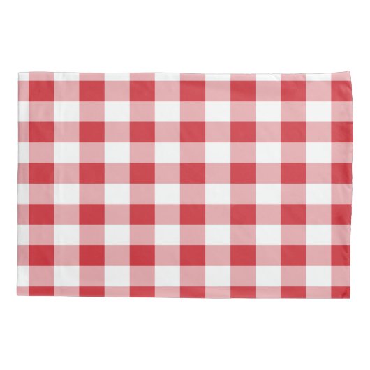 Red and White Buffalo Checked Pattern Kissenbezug (Rückseite)