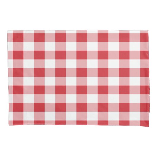 Red and White Buffalo Checked Pattern Kissenbezug (Vorderseite)