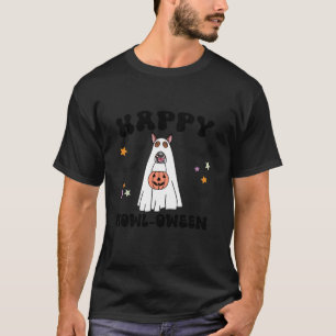 Red and White Bull Terrier Boo Ghost Dog Happy Hal T-Shirt