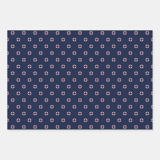 Red And White Buoy Pattern Geschenkpapier Set (Vorderseite 2)