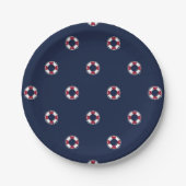 Red And White Buoy Pattern Pappteller (Vorderseite)
