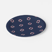 Red And White Buoy Pattern Pappteller (Schrägansicht)