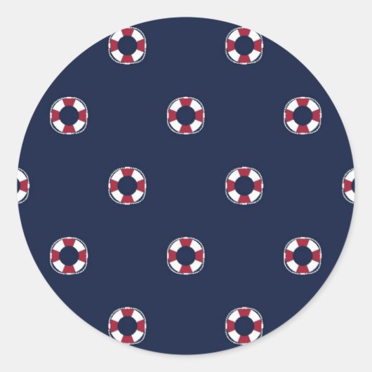 Red And White Buoy Pattern Runder Aufkleber (Vorderseite)