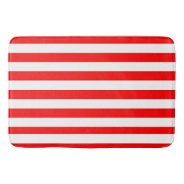 Red and White Cabana Stripes  Badematte