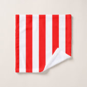 Red and White Cabana Stripes  Badhandtuch Set (Waschlappen)