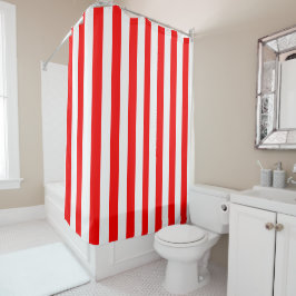Red and White Cabana Stripes  Duschvorhang