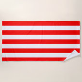 Red and White Cabana Stripes  Strandtuch (Vorderseite)