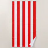 Red and White Cabana Stripes  Strandtuch (Vorderseite)