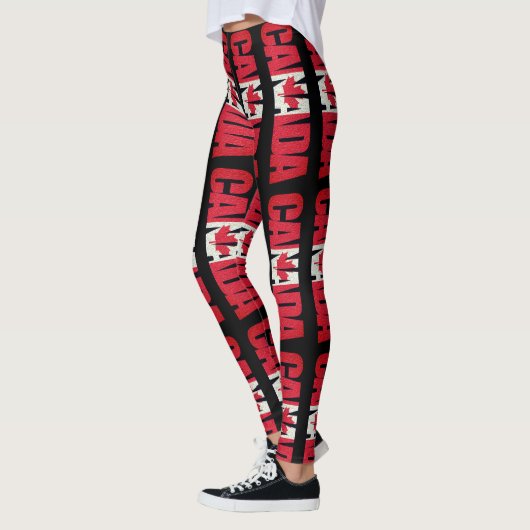 Red and White Canada and Maple Leaf Leggings (Links)