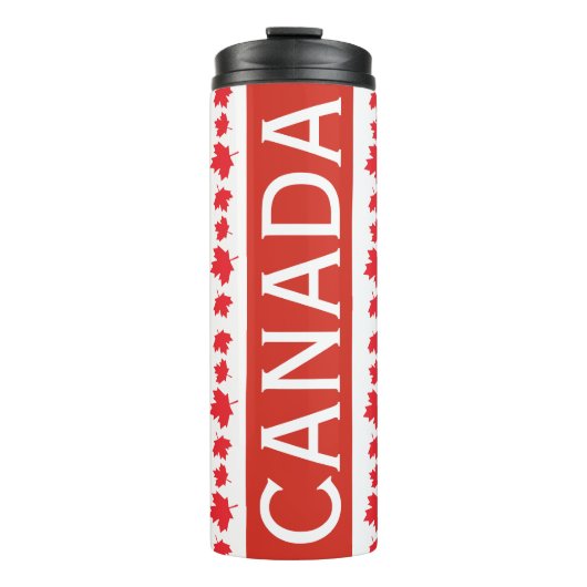 Red and White Canada Tumbler – Maple Leaf Pattern Thermosbecher (Vorderseite)