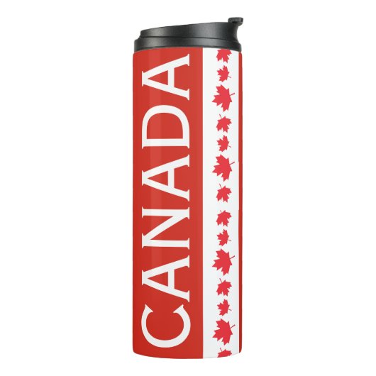 Red and White Canada Tumbler – Maple Leaf Pattern Thermosbecher (Nach links gedreht)