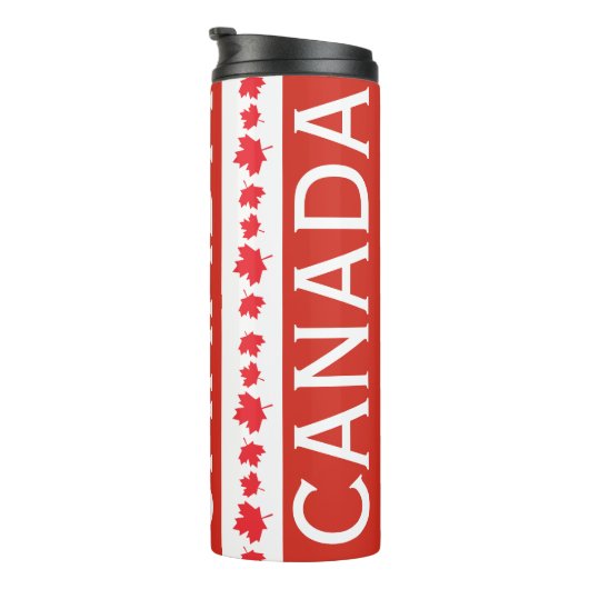 Red and White Canada Tumbler – Maple Leaf Pattern Thermosbecher (Nach rechts gedreht)